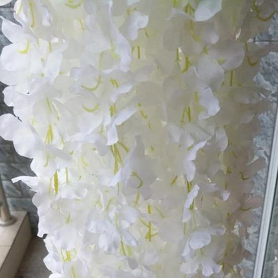 20/40Pcs 30CM Artificial Wisteria Flower Garland UV Resistant Home Wedding Party Fake Flower Garland Indoor Outdoor Hanging White Faux Bloom