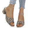 Leopard print high-heeled slippers Women's head with slippers Women's Leopard Heels Slippers