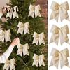 Reusable Fabric Bows 2Pcs Christmas Tree Bow Decors, Velvet Holiday Wreath Hanging Ornament Handmade Decor for Home, Festive Garland Wedding Backdrop