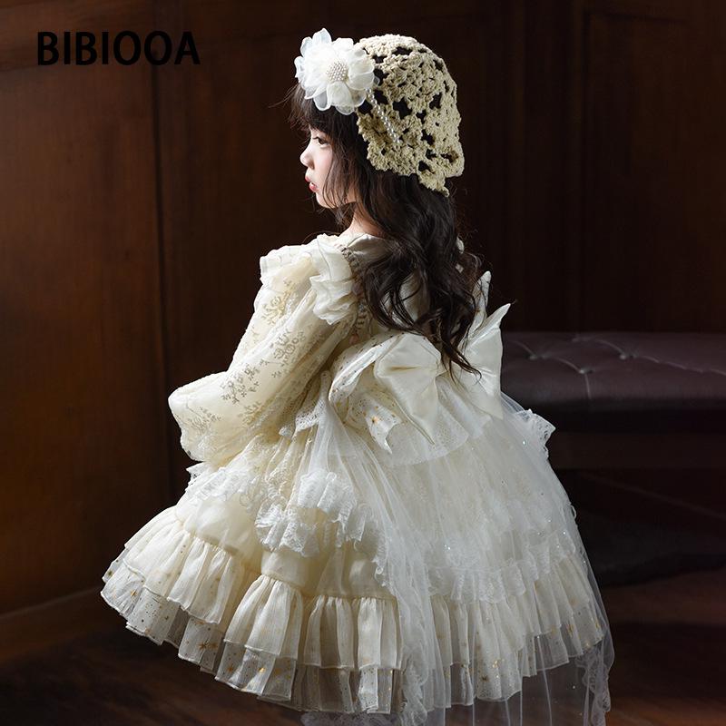 BIBIOOA 2025 Autumn/Winter Long-Sleeve Princess Dress for Girls (Sizes 110-150)