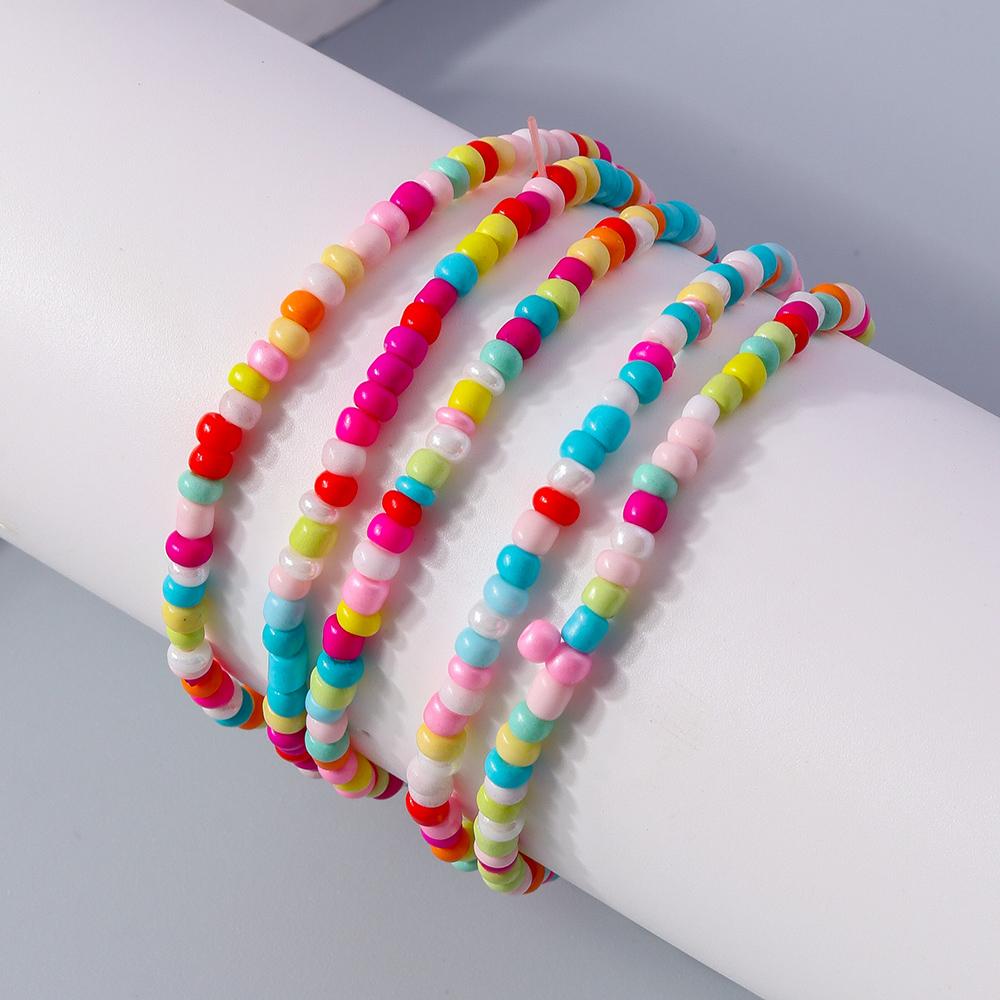 Fashion Bohemian Colorful Beads Bracelet Multi-layer Handmade Beaded Bracelets Women Girls Party Holiday Jewelry Gifts