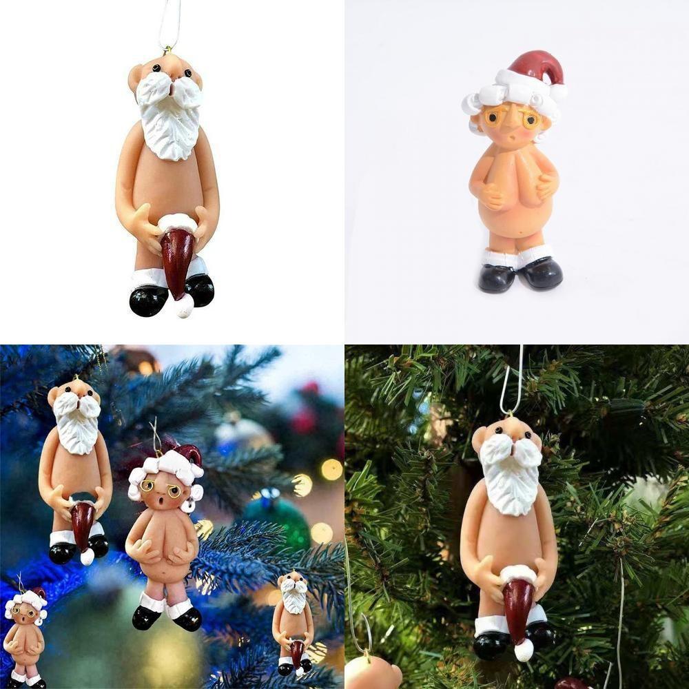 Naked Santa Naughty Christmas Ornament Acrylic Cartoon Tree Decoration For Festive Cheer