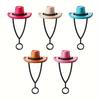 4 pcs Cute Cowboy Hat Straw Toppers Set Reusable Dustproof Silicone Straw Covers for Parties Outdoor Events Perfect for Independence Day Mother'S Day
