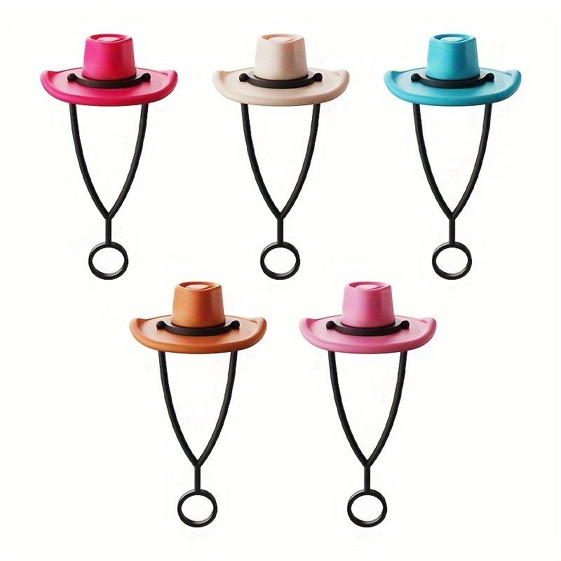 4 pcs Cute Cowboy Hat Straw Toppers Set Reusable Dustproof Silicone Straw Covers for Parties Outdoor Events Perfect for Independence Day Mother'S Day