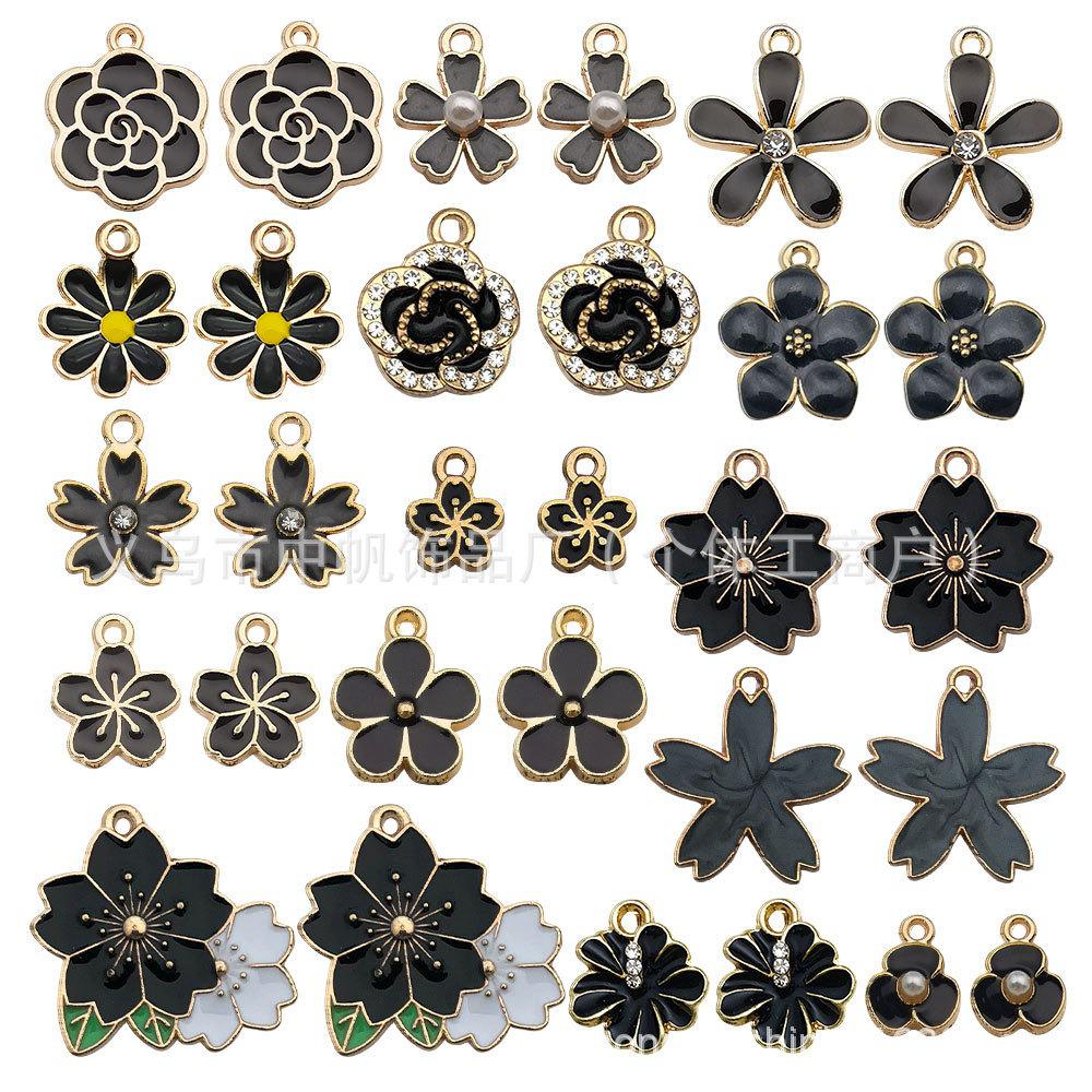 Pink Flower Oil Drop Korean Keychain & Bracelet Pendants