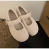 Fashion Fashion Square Toe Fleece Flet Ballet Flats Woman Winter Warm Wool Mary Jane Shoes Ladies Brand Design Elegant Plush Loafers