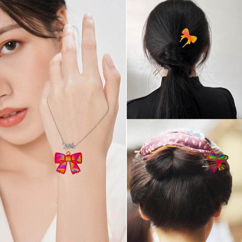 Cute Bowknot Silicone Molds Holographic Epoxy Resin Mold DIY Keychain Pendant Mold Handmade Jewelry Tool Easy To Clean