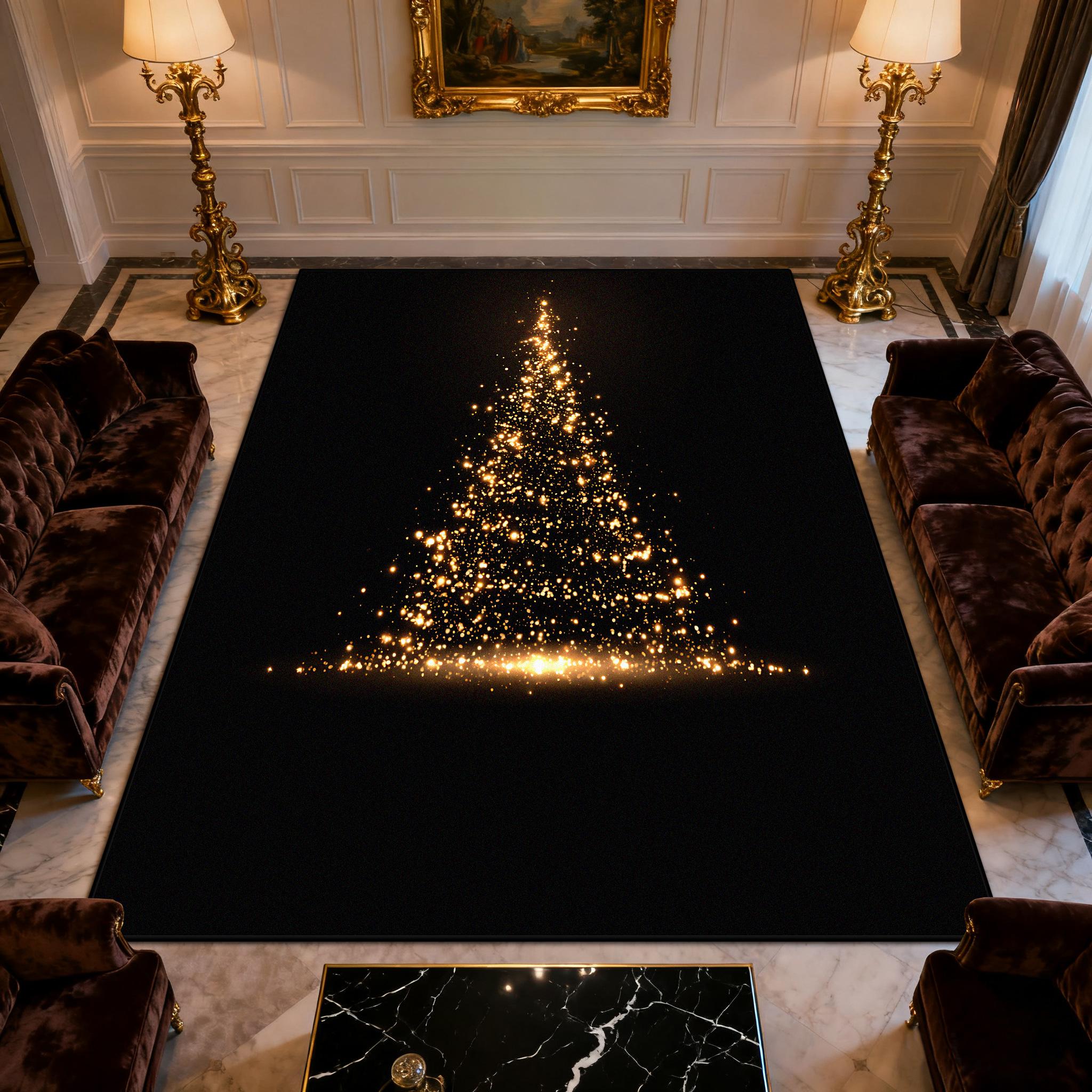 

Black Golden Christmas Tree Decoration Living Room Carpet Fashion Simple Style Home Short Velvet Rugs Bedroom Washable Mat Floor 60x90cm