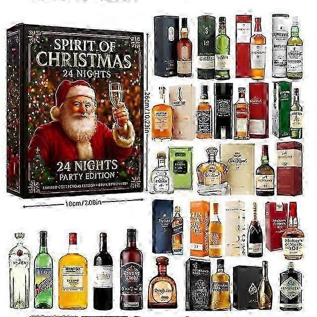 2026 Whiskey Advent Calendar - 24 Days Premium Whiskey Tasting Experience for Christmas Countdown, 2D Acrylic Flat Plane Design with Airplane Box for