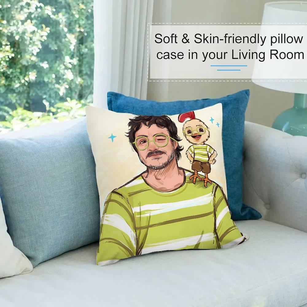 Funny P-Pedro Pascal M-Mood M-Memes Pillow Case Throw Pillow Cover Nordic Vintage Style Cushion Covers Home Living Room Sofa