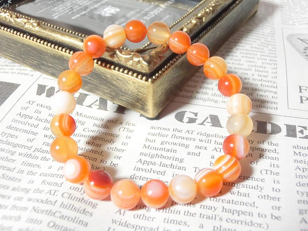 Sardonyx Power Stone Bracelet for Men and Women AAA Size 18cm [Natural Stone, Grade, Pebbles, Purification] (Men's M, Approx. (General Men's Size))