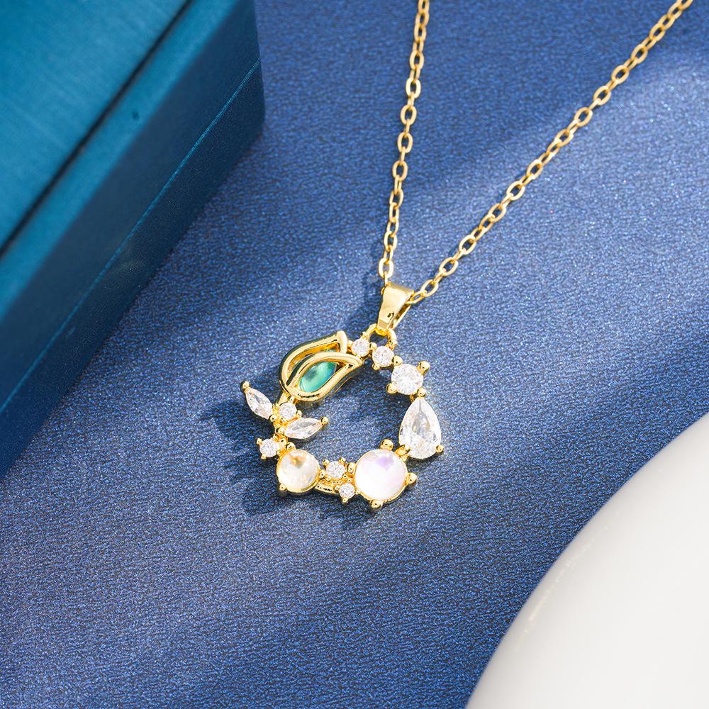 Dreamy Constellation Tulip Heart Necklace with Micro-inlaid Zirconia