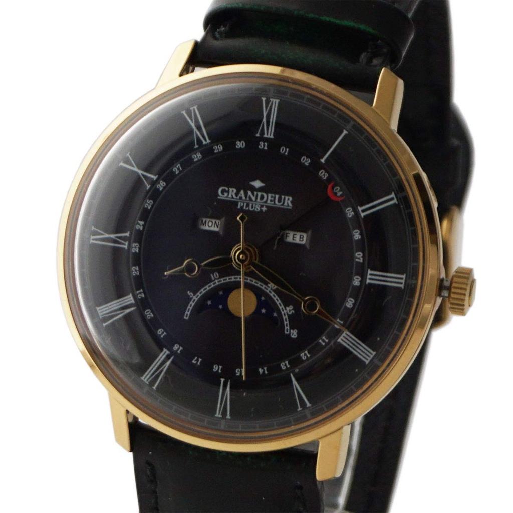 GRANDEUR PLUS+ Japanese Advantik Leather Triple Calendar & Moon Phase GRP014G1