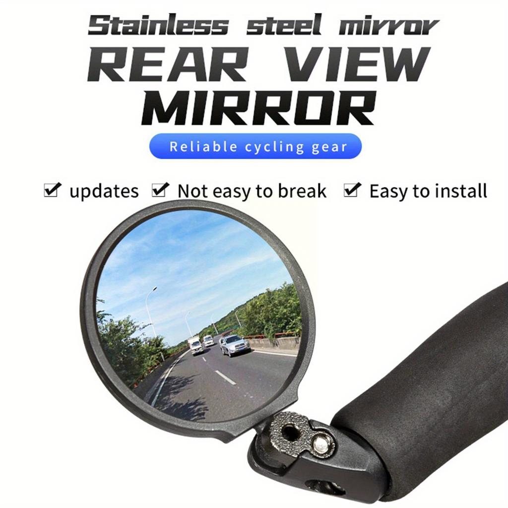 1pc Mountain Bike Folding Rearview Mirror Adjustable Handlebar Reflector End Mirror View Convex Bar Alloy Rear Aluminum