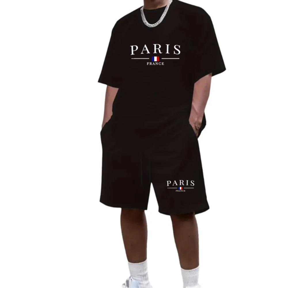 Men s Sports Clothing 2 Piece Set Round Neck Short Sleeved Shirt Shorts Set Men s Running Set Plus Size T-shirt Men s Clothing Summer T-shirt S