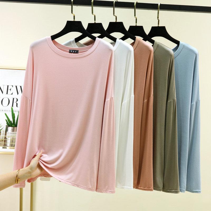 Summer Women's Batwing Long Sleeve T-Shirt Thin O Neck Loose Fit Tshirts Air Conditioner Shirt Casual Sun Protection Tee Tops