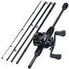 Fishing Rod Reel Combos 5 Sections Casting Fishing Rod 13BB Baitcasting Reels Carp Bass Rod Reel Set
