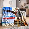 1pc Holiday Travel Bean Mr. Flannel Throw Blanket HD Printed Lightweight Soft Warm All Season Blanket for Sofa, Bed, Travel, Camping Machine Washable