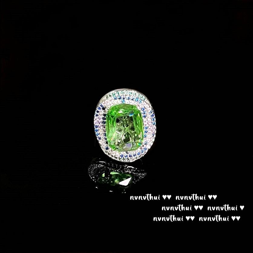 Mojito Emerald, Whirlpool Ring, Crescent Pine Cypress, 18K Gold Plated, Fruit Green Treasure Zircon Ring