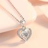Nested Double Heart Full Paved Border Center Heart Cut Zircon Pendant Women Clavicle Necklace