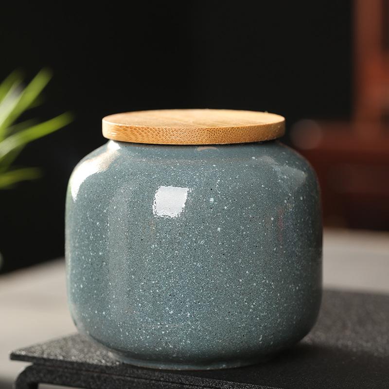 Ceramic Mini Jar with Wooden Lid Sealed Storage Box Portable Travel Tea Cans Kitchen Food Storage Containers Cans Bottle Boxes