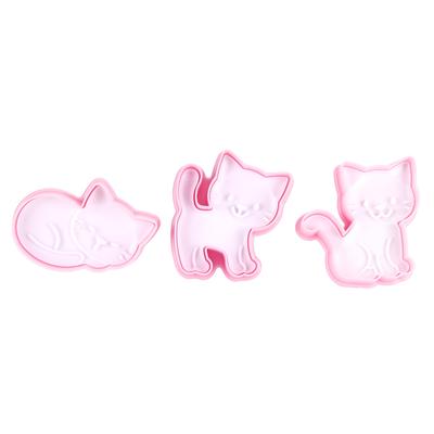 3pcs Cartoon Cat Shaped Cookies Molds DIY Baking Biscuit Mold Set Baking Accessory