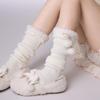 Lace Up Bowknot Lolita Stockings Plush Balls Leg Warmers Women Y2K Knitted Leg Warmer  Winter