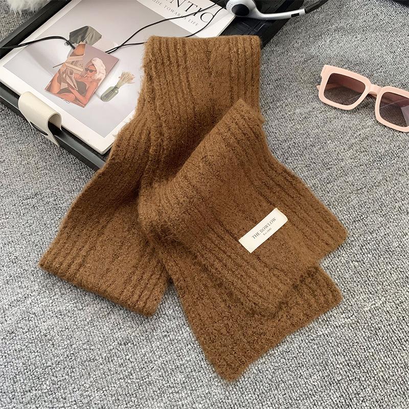 

Retro Red Scarf Winter Women s New Korean Style Warm and Thickened Cold Proof Neck Protection Couple Knitted Small Scarf 155*18cm