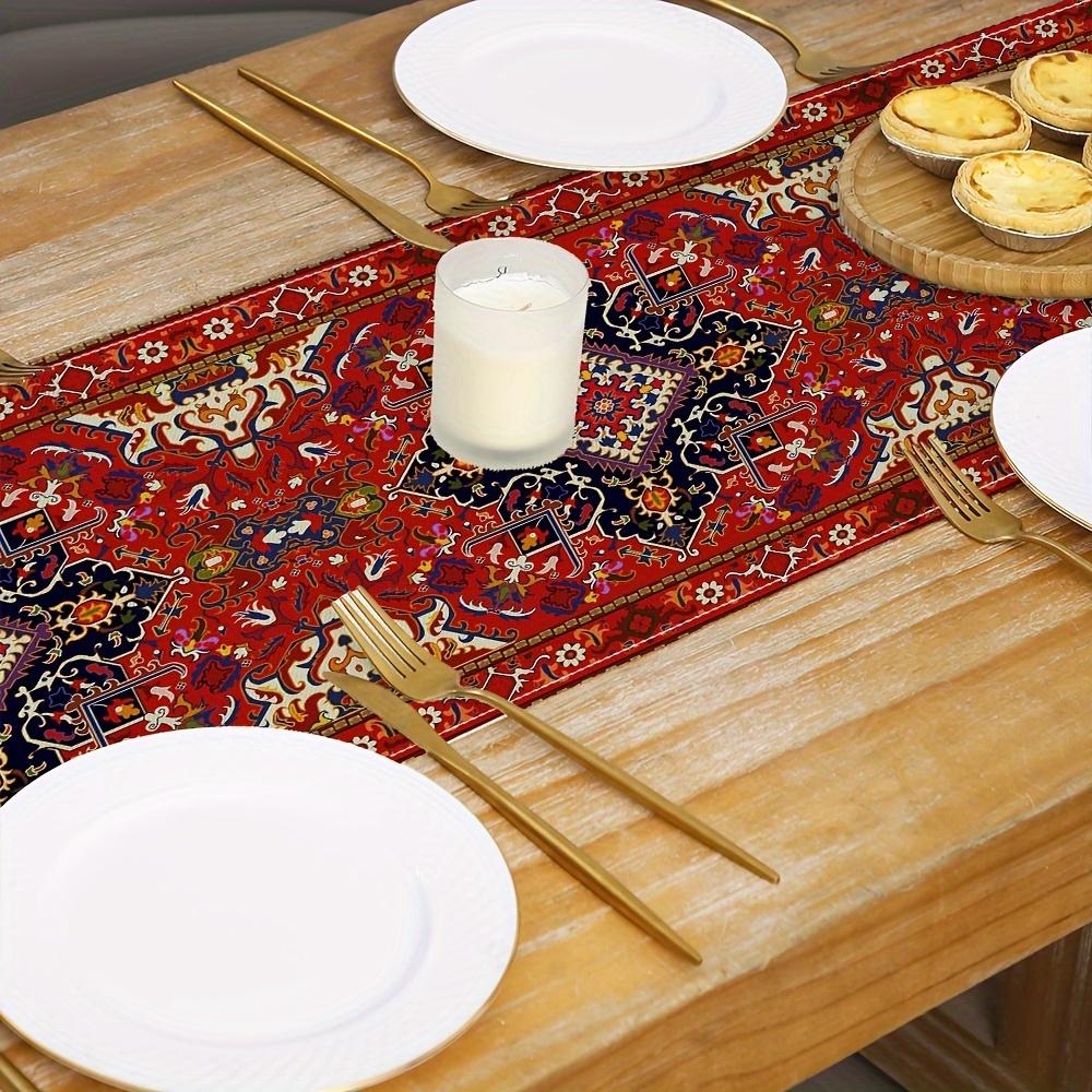 Runner da Tavola in Lino Stile Persiano Moderno Decorazione Tavola Casa Riutilizzabile Runner per Tavolo da Cucina Sala da Pranzo Stile Rustico Decorazione per Feste