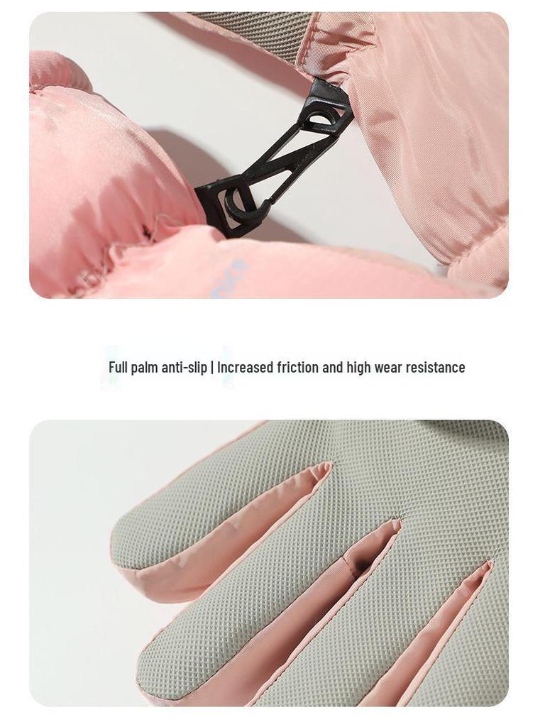 Kids' Cute Waterproof Winter Ski Gloves with Thick Velvet Lining, Warm for Boys & Girls