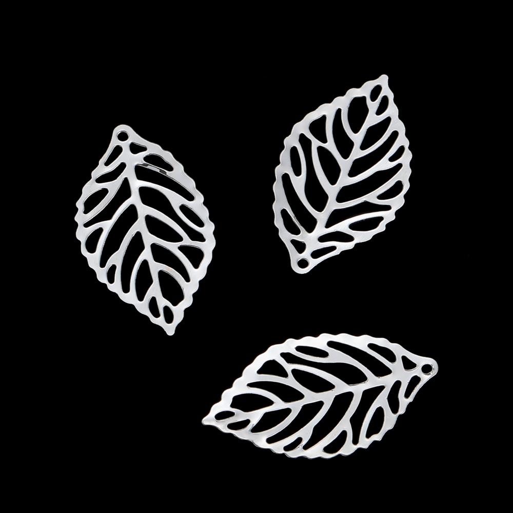 50Pcs/Lot Hollow Tree Leaves Charms Pendants for DIY Earrings Necklace Bracelet Jewelry Making Findings Accessories Supplies