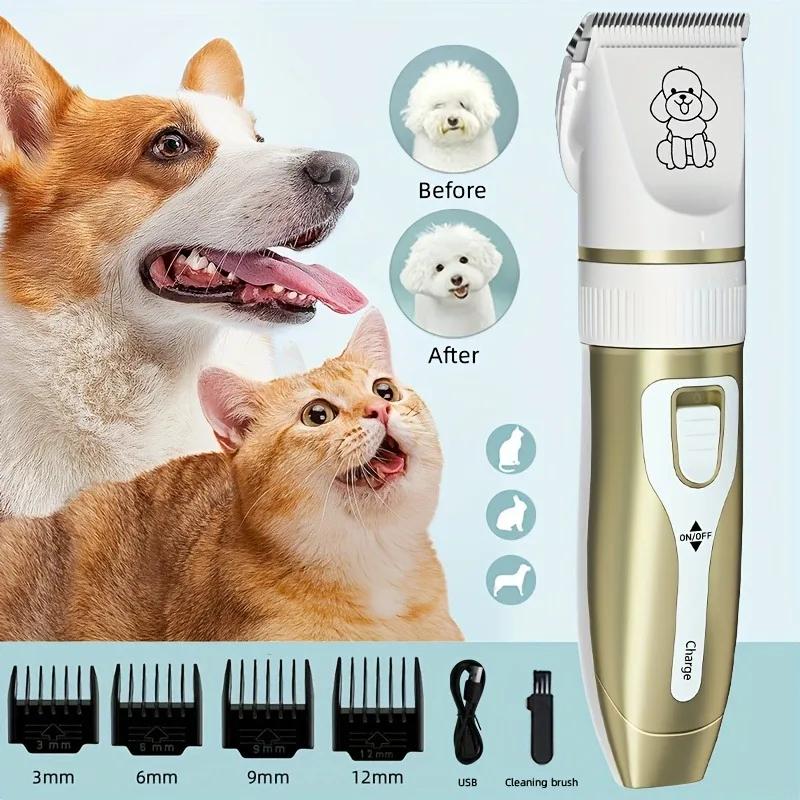 1pcs Professional Pet Clipper for Dogs Cats - Cordless USB Rechargeable Hair Trimmer with Guard Combs Low Noise Grooming Kit