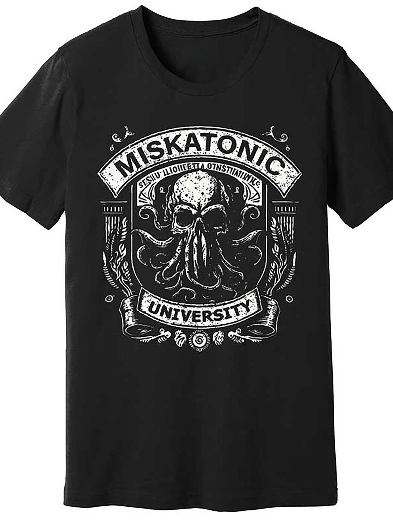 Mens Cthulhu Miskatonic University Vintage Graphic TShirt Lovecraftian Horror Skull Tentacle 1922 Regular Fit Short Sleeve L