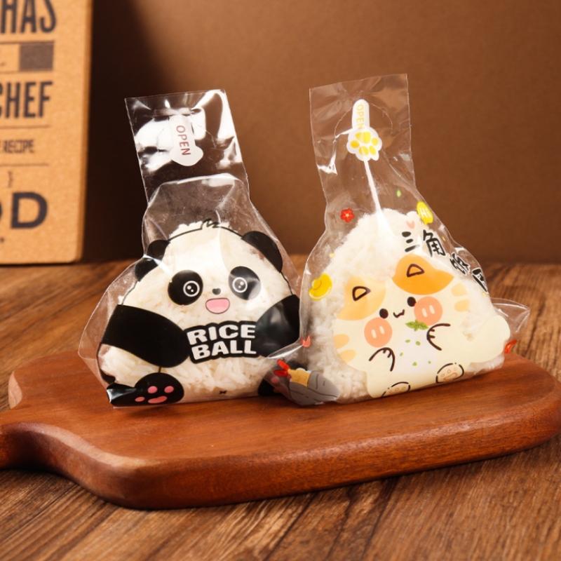 50Pcs Cartoon Pattern Japanese Triangle Seaweed Onigiri Wrappers Sushi Bento Disposable Packing Bags Making Mold Bento Accessory