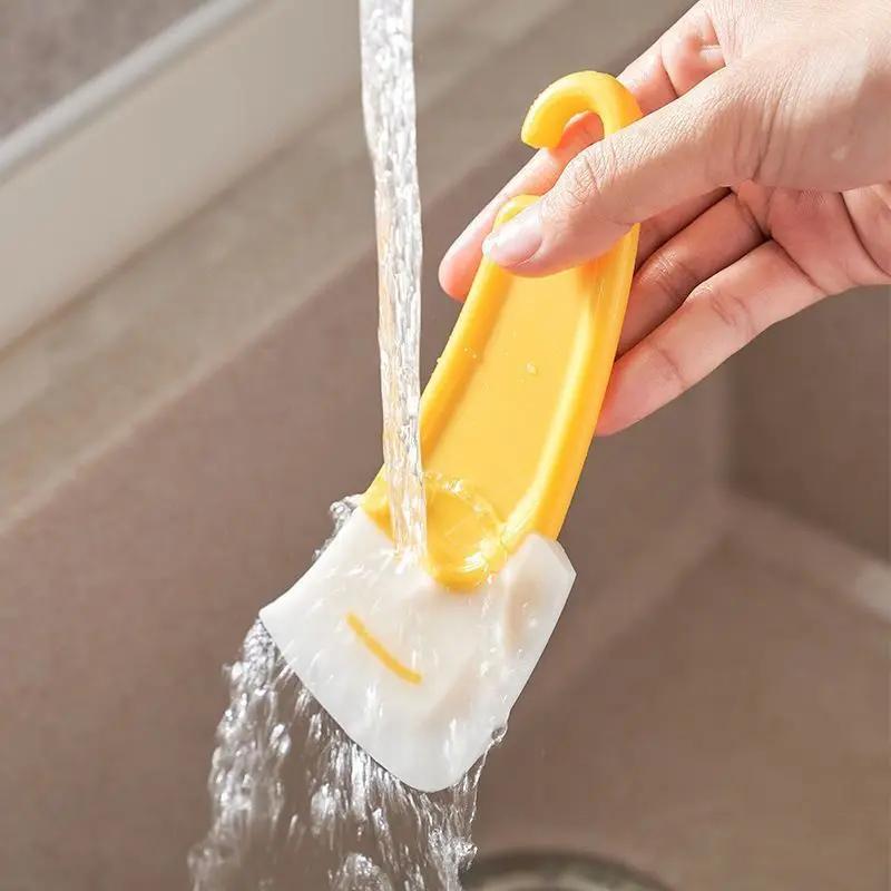Cleaning Silicone Spatula Kitchen Scraper Soft Blade Scraper Brush Dirty Pot Dishes Rubber Cleaning Spatula Pot Cleaning Tool