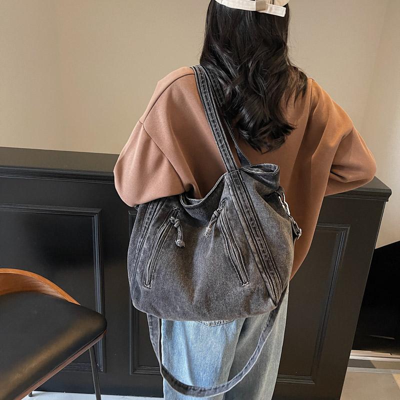Denim Tote Bag Women's Large Capacity Commuting Shoulder Bag Crossbody Bag