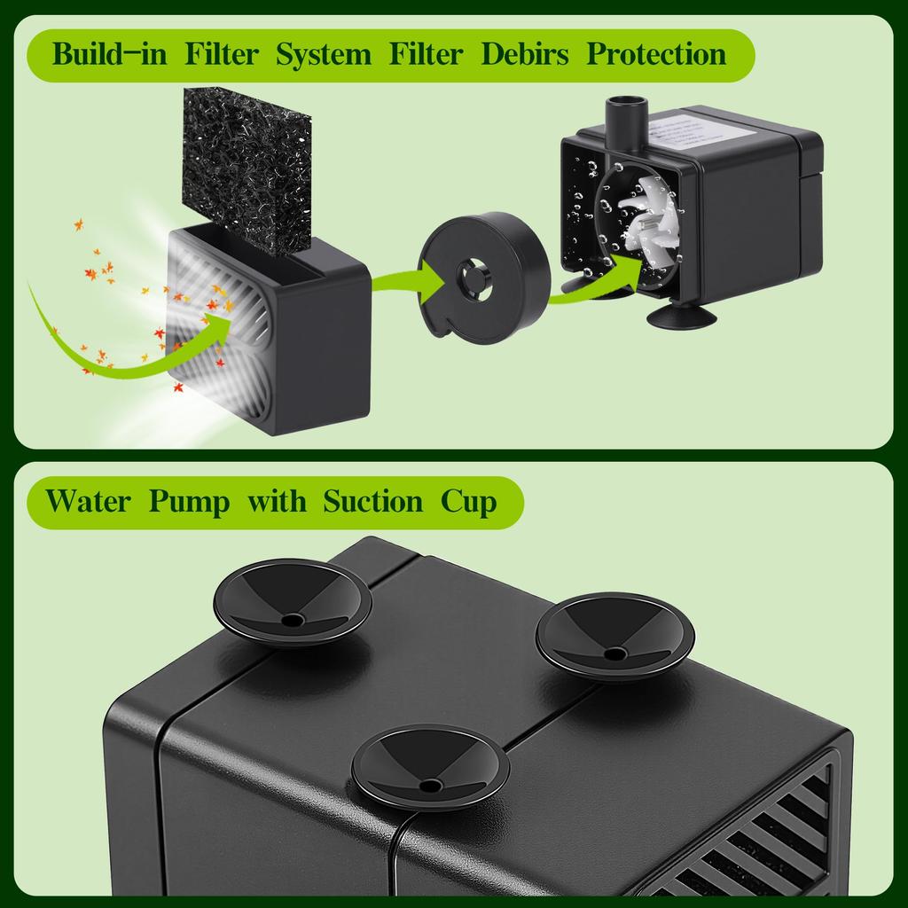 2.5W 5V Separated Solar Water Fountain Pump Kit with 5 Spray Nozzles Outdoor Water Feature for Bird Bath Small Pond Garden Decoration