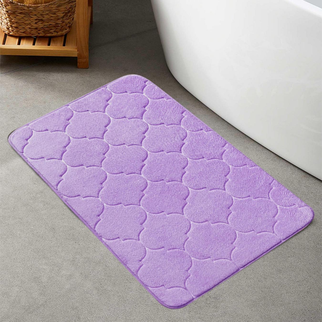 

Коврик для ванной с полигональной гравировкой, нескользящие ковры для ванной, коврик для умывальника, боковой коврик для ванной, коврик для двери в душевую, пена с эффектом памяти, 3D-подкладка 40cm*60cm фиолетовый