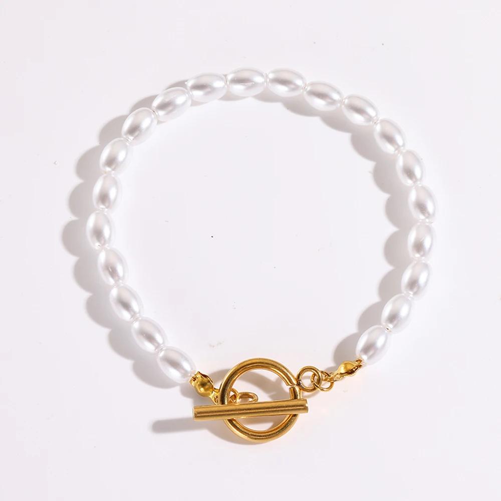 Minimally New High-end and Atmospheric Women's Imitation Pearl Stainless Steel Bracelet Zircon Can Be DIY Zircon Gift Wholesal