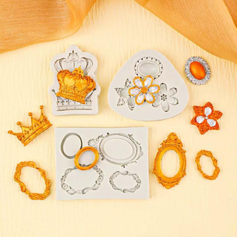 Po Rám Zrcadlo Šperky Koruna Silikonová Forma Pryskyřičné Nástroje Sugarcraft Košíček Pečící Forma Fondant Nástroje na Zdobení Dortů