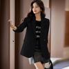 Spring Fashionablel Style Split Suit Jacket for Women Black Suit Coat