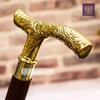 Walking Stick Handle Brass Wooden Victorian Foldable Cane Collectible Men's Gift