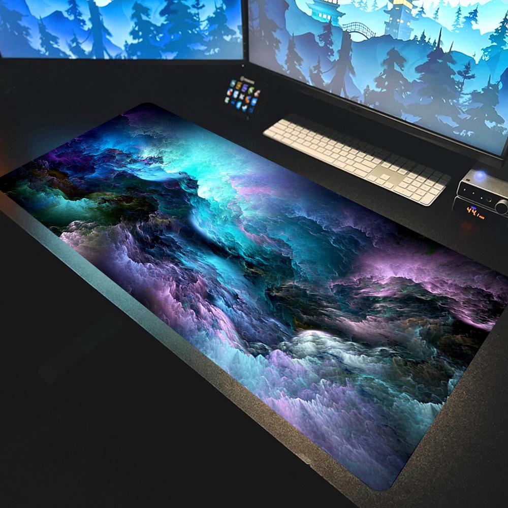 Mouse Pad Galáxia Estrelada HD Grande Computador Escritório Jogo Tapetes de Mesa XXL Borracha Antiderrapante HD Teclado Mousepads Universo Tapete de Mesa
