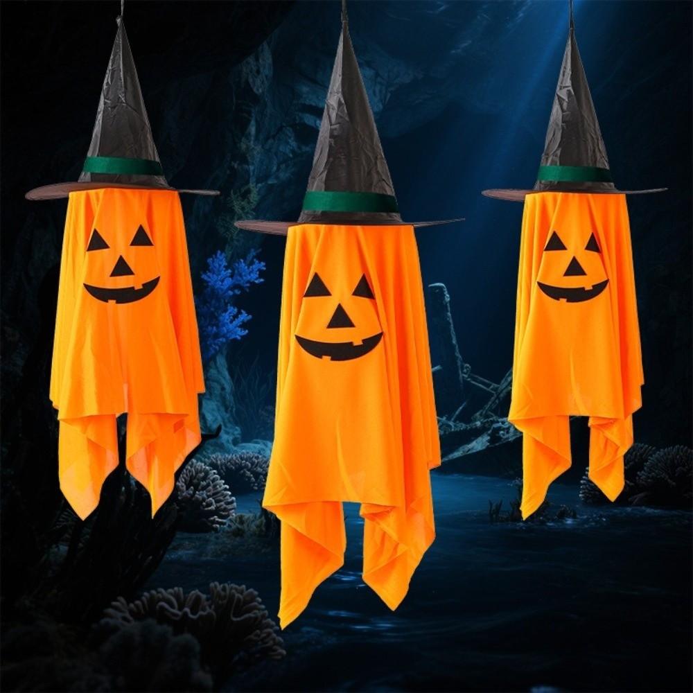 Hanging Pumpkin Hat Decor Easy Installation Creative Halloween Pumpkin Pendant Reusable Foldable Witch Hats Ornaments