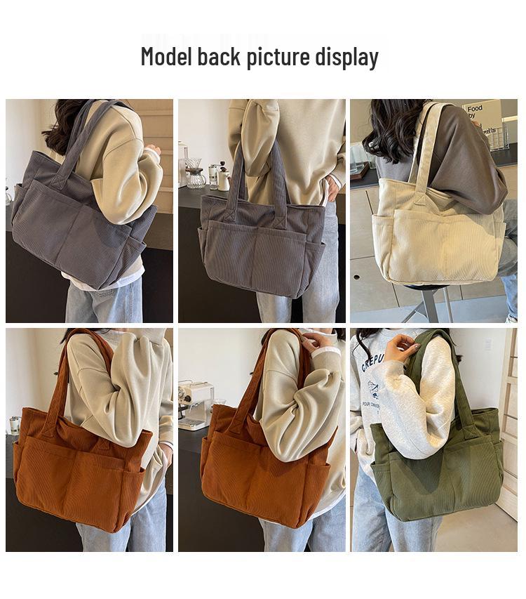 Large Capacity Corduroy Canvas Tote & Crossbody Handbag for Women - Versatile, Fashionable, High-End Shoulder Bag for Commute