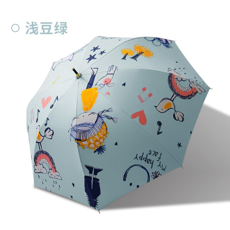 8 Bone fiber long-handled umbrella Small fresh and creative vinyl straight pole umbrella Sunscreen