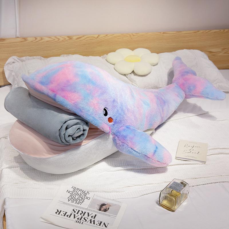 Two-in-One Cute Whale Throw Pillow & Blanket for Home Decor