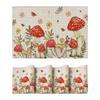 Beige Mushroom Moth Flowers Placemats Set of 4, 12x18 Inch Plastic Woven Wipeable Non-Slip PVC Place Mats for Party Kitchen Dining Decor