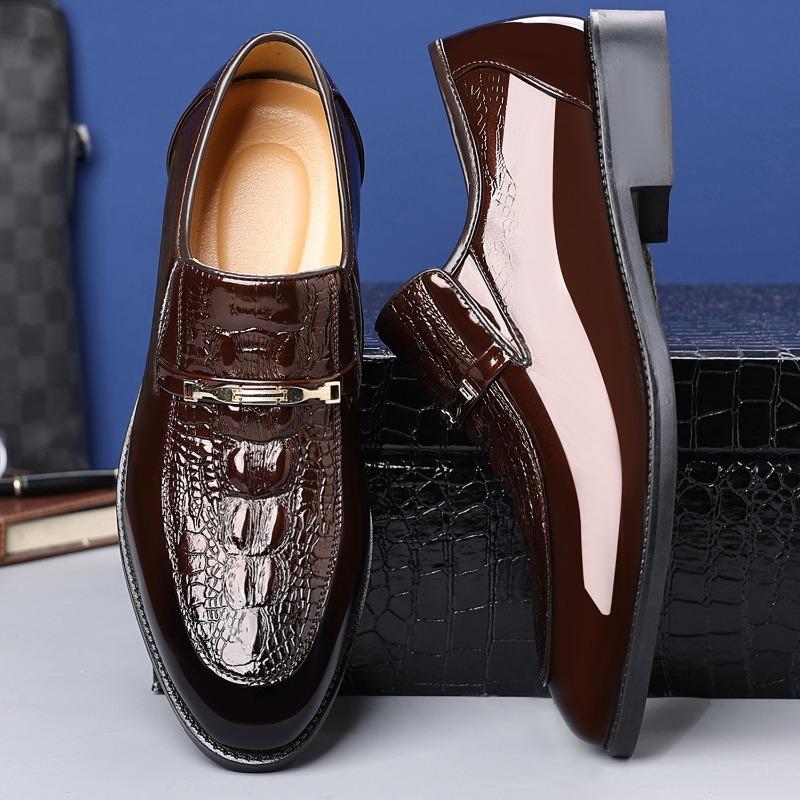 Luxury Men Dress Shoes Crocodile Leather Business Casual Shoes for Men Wedding Party Shoes High Quality Slip on Loafers Big Size