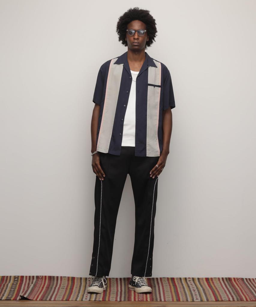 Schott LYOCELL SHIRT 50's 2TONE Lyocell Shirt, 50's 2-Tone, Men's, Size S (120), Navy, 782-4123020